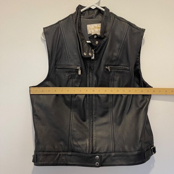 Margaret Godfrey Black Leather Zip-Up Vest With Adjustable Waist Straps & Front - Picture 6 of 7